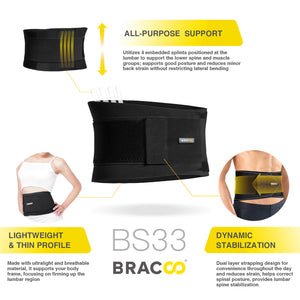 Bracoo Back Brace, Support Belt for Lumbar Pain Relief, Strains & Sciatica  - Lightweight, Breathable & Dynamic Stabilizers for a Nature Range of  Motion, Guardian (BP60)), Large 